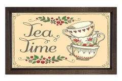 Çay Zamanı Tablosu Kahverengi Ahşap - 100x200