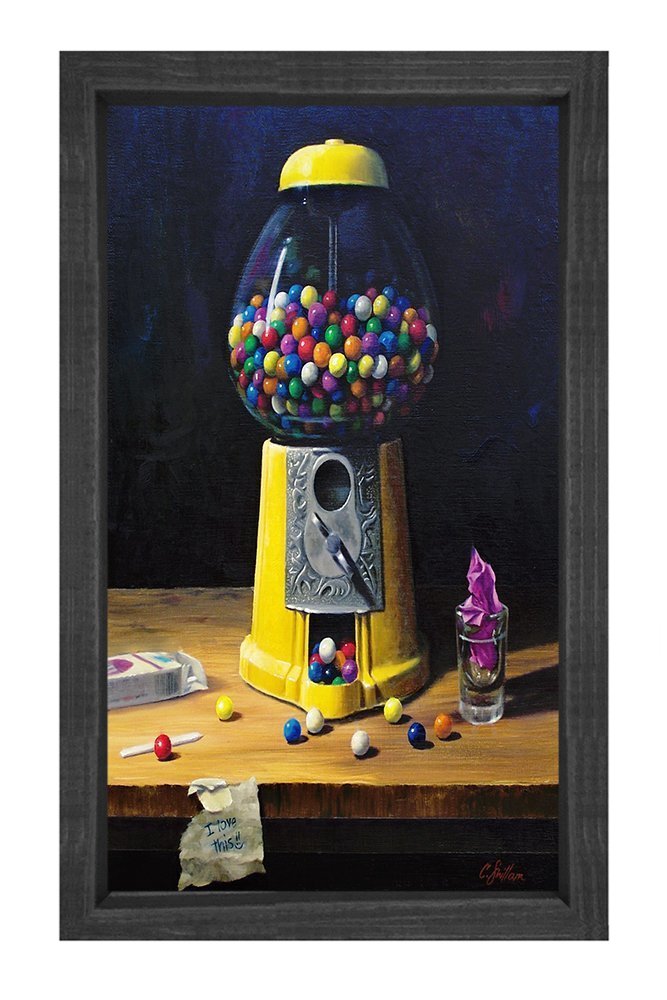 Sakız makinesi Tablosu Siyah Ahşap - 70x100