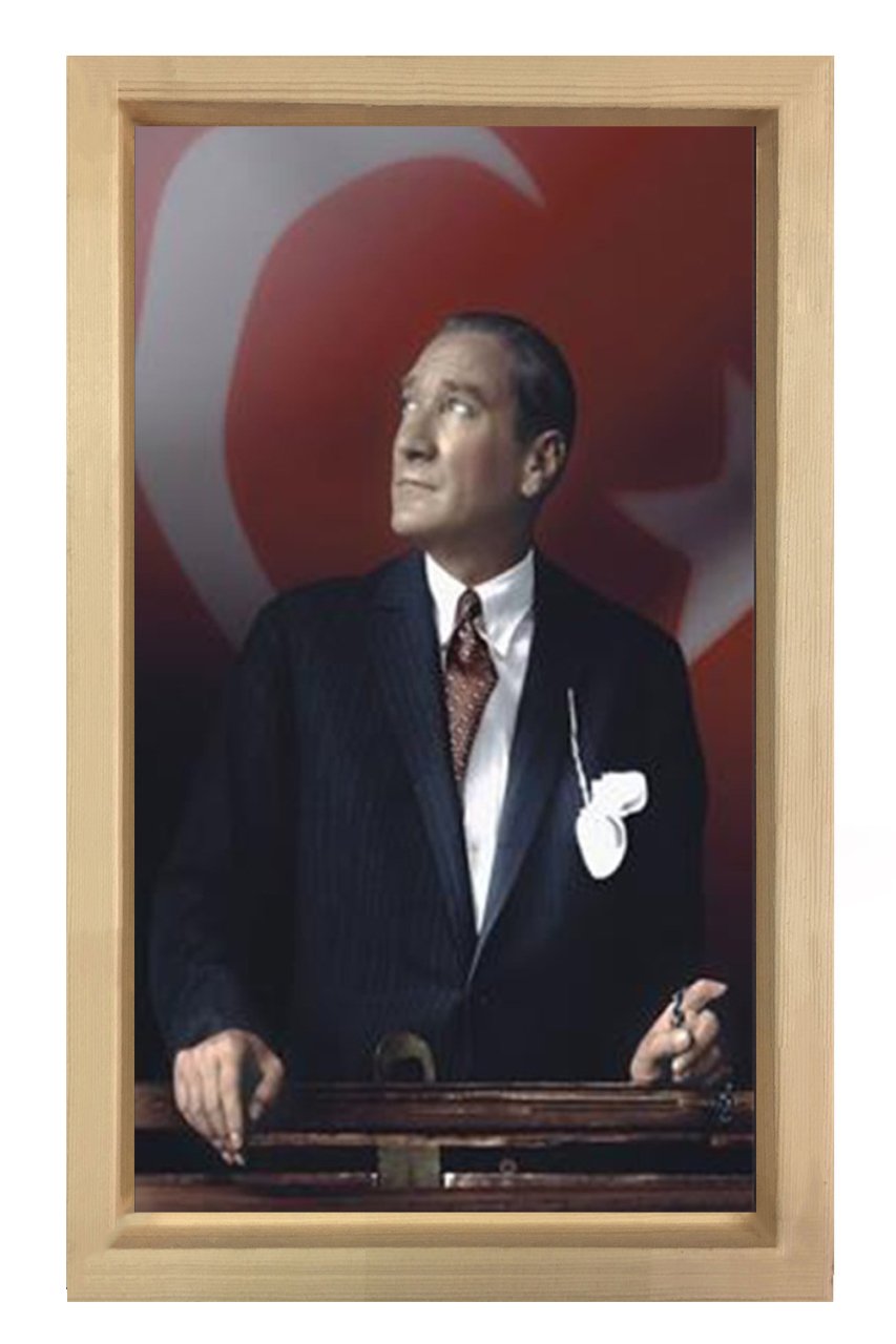 Atatürk Tablosu Naturel Ahşap - 70x100