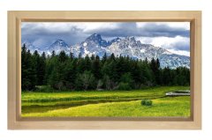 Dağ Ve Orman Manzarası Tablosu Naturel Ahşap - 50x90