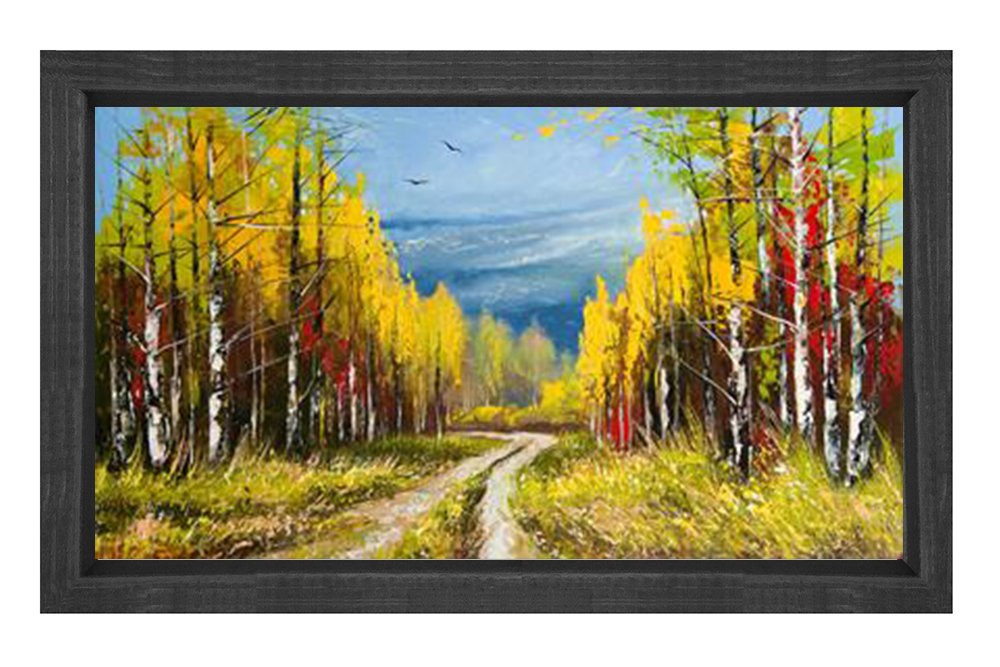 Orman Yolu Tablosu Siyah Ahşap Çerçeve - 100x200