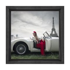 Paris Vintage Araba Tablosu Siyah Ahşap Çerçeve - 90x90
