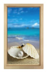 İnci Ve Deniz Tablosu Naturel Ahşap Çerçeve - 100x150