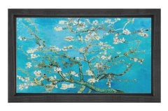 Çiçekli Badem Ağacı Tablosu Siyah Ahşap Çerçeve - 40x60