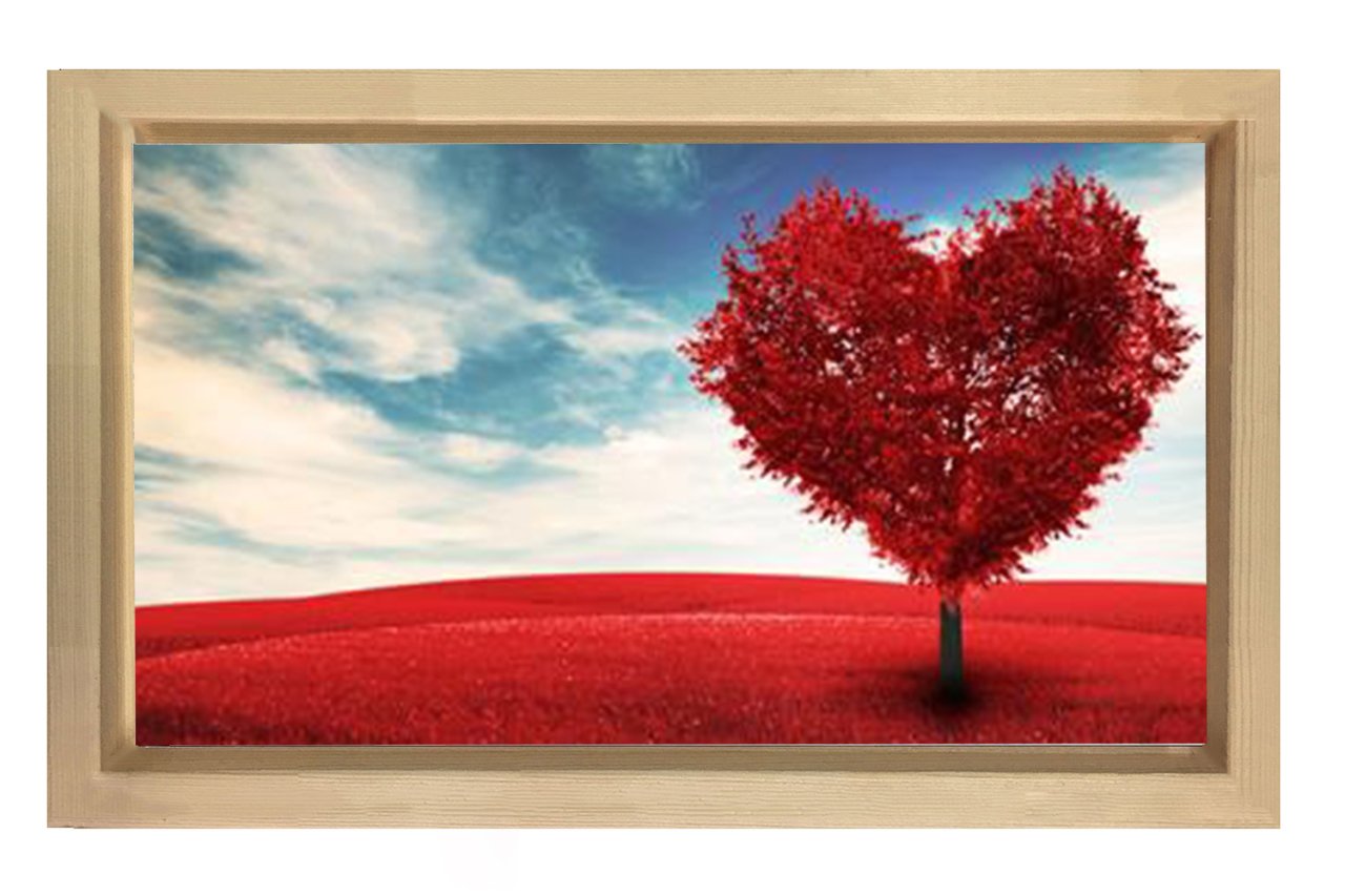 Kalp Manzarası Tablosu Naturel Ahşap Çerçeve - 50x70