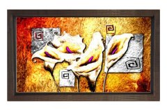 Dekoratif Çiçek Tablosu Kahverengi Ahşap - 50x70