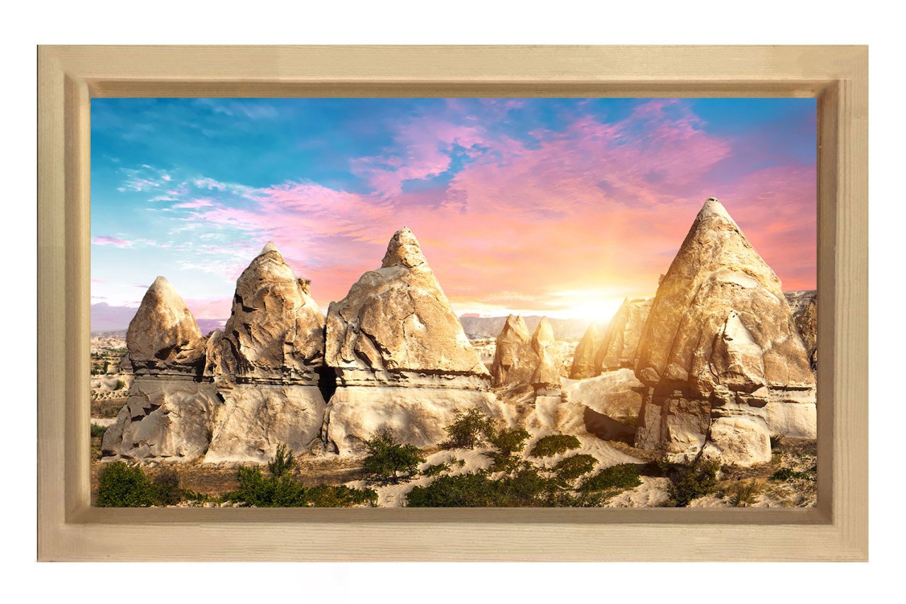 Peribacaları Tablosu Naturel Ahşap Çerçeve - 100x150