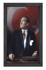 Atatürk Tablosu Siyah Ahşap - 40x60
