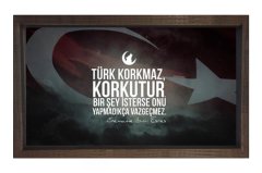 Türk Korkmaz Korkutur Tablosu Kahverengi Ahşap Çerçeve - 50x70