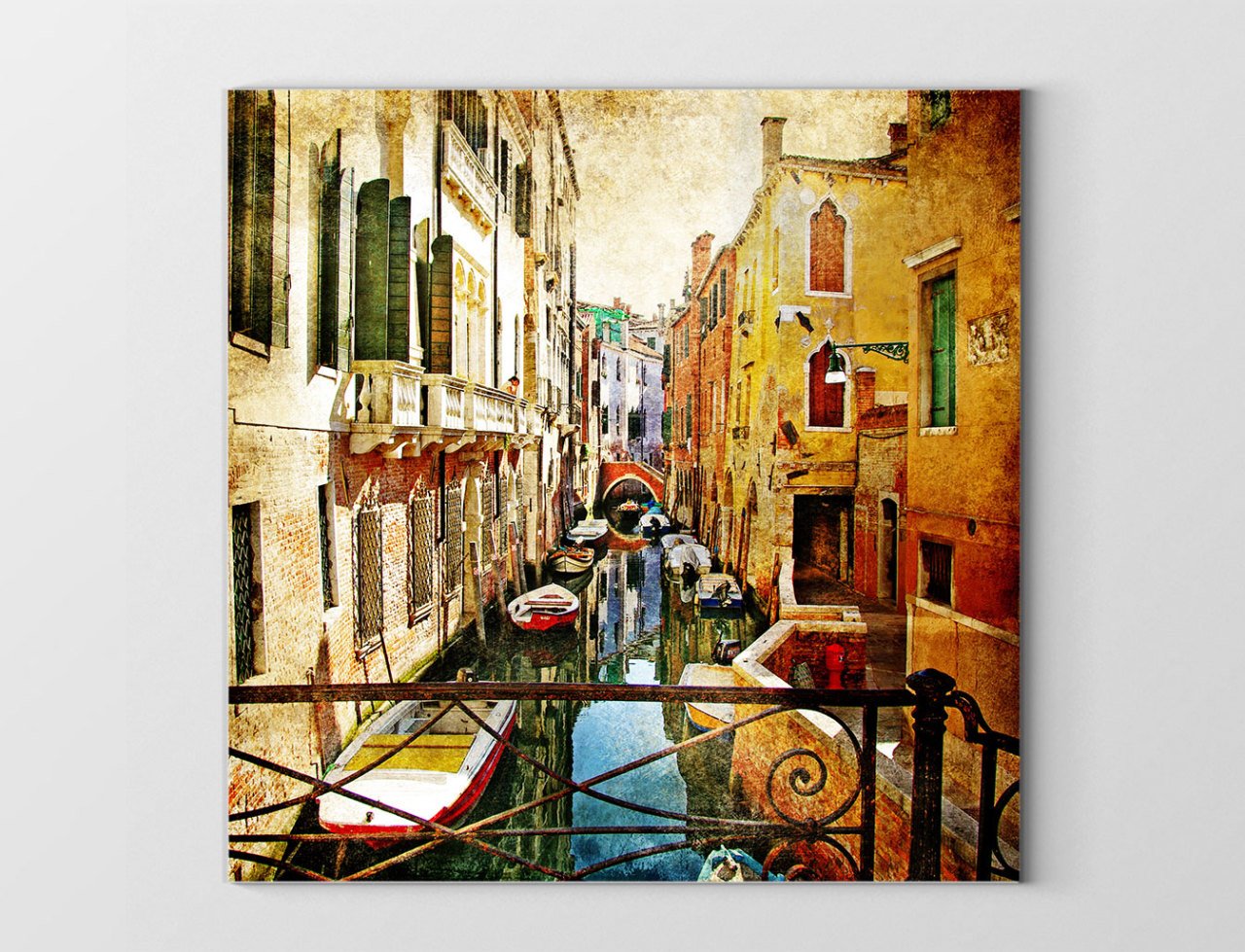 Venedik ve Gondollar Tablosu Çerçevesiz - 30x30