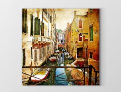 Venedik ve Gondollar Tablosu Çerçevesiz - 30x30