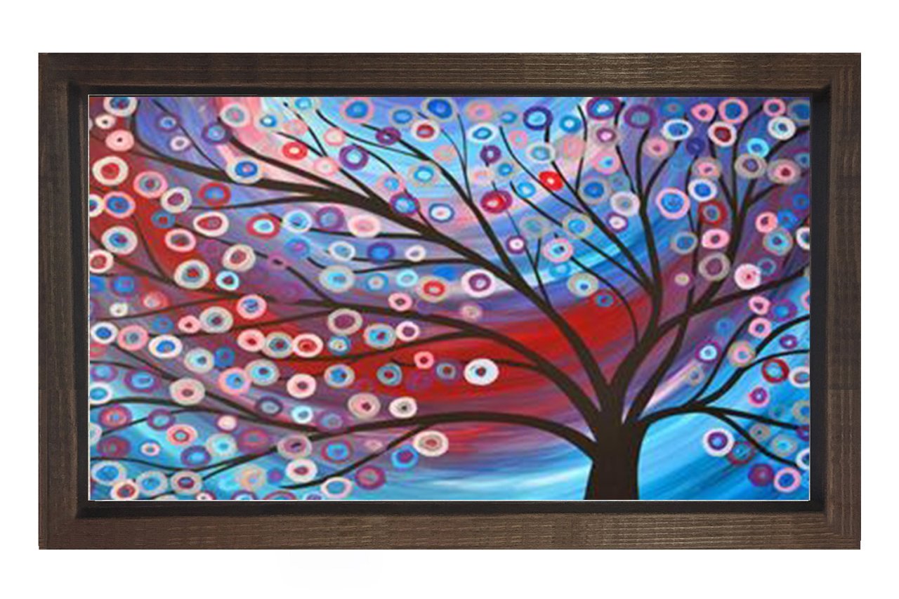 Soyut Boncuk Ağacı Tablosu Kahverengi Ahşap Çerçeve - 50x70