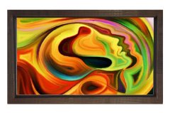 Soyut Reprodüksiyon Tablosu Kahverengi Ahşap Çerçeve - 50x90