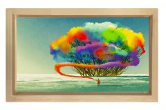 Renk Bulutu Hayal Adam Tablosu Naturel Ahşap Çerçeve - 45x30