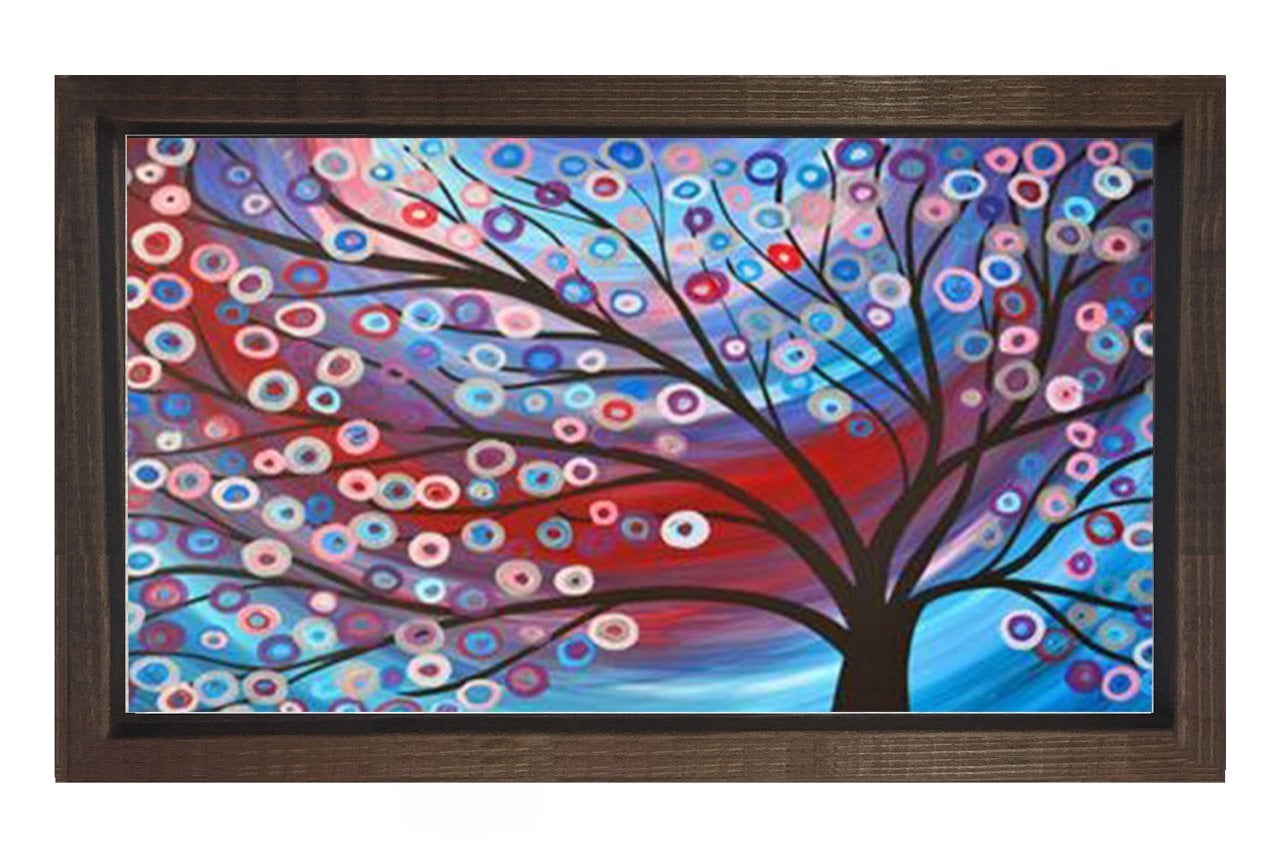 Soyut Boncuk Ağacı Tablosu Kahverengi Ahşap Çerçeve - 50x90