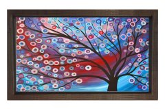 Soyut Boncuk Ağacı Tablosu Kahverengi Ahşap Çerçeve - 50x90