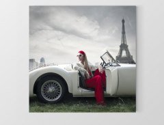 Paris Vintage Araba Tablosu Çerçevesiz - 70x70