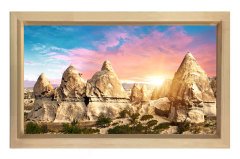 Peribacaları Tablosu Naturel Ahşap Çerçeve - 50x70