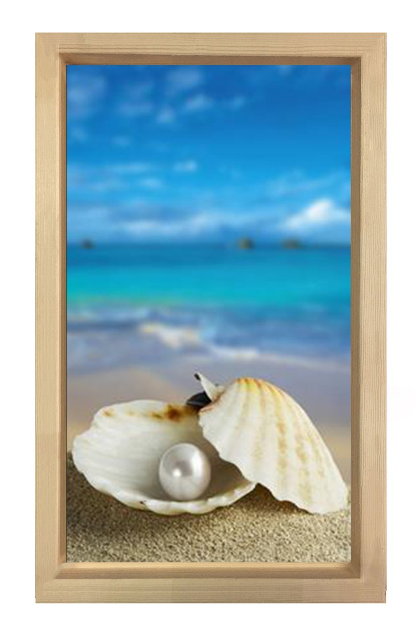 İnci Ve Deniz Tablosu Naturel Ahşap Çerçeve - 70x100