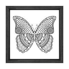 Kelebek Boyama Tablo Tablosu Siyah Ahşap Çerçeve - 40x40