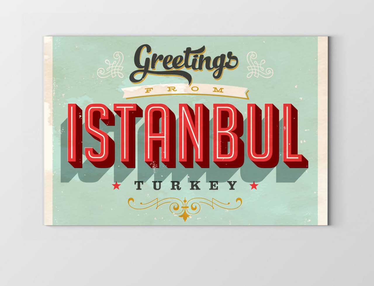 İstanbul'a Hoş Geldiniz Tablosu Çerçevesiz - 100x200
