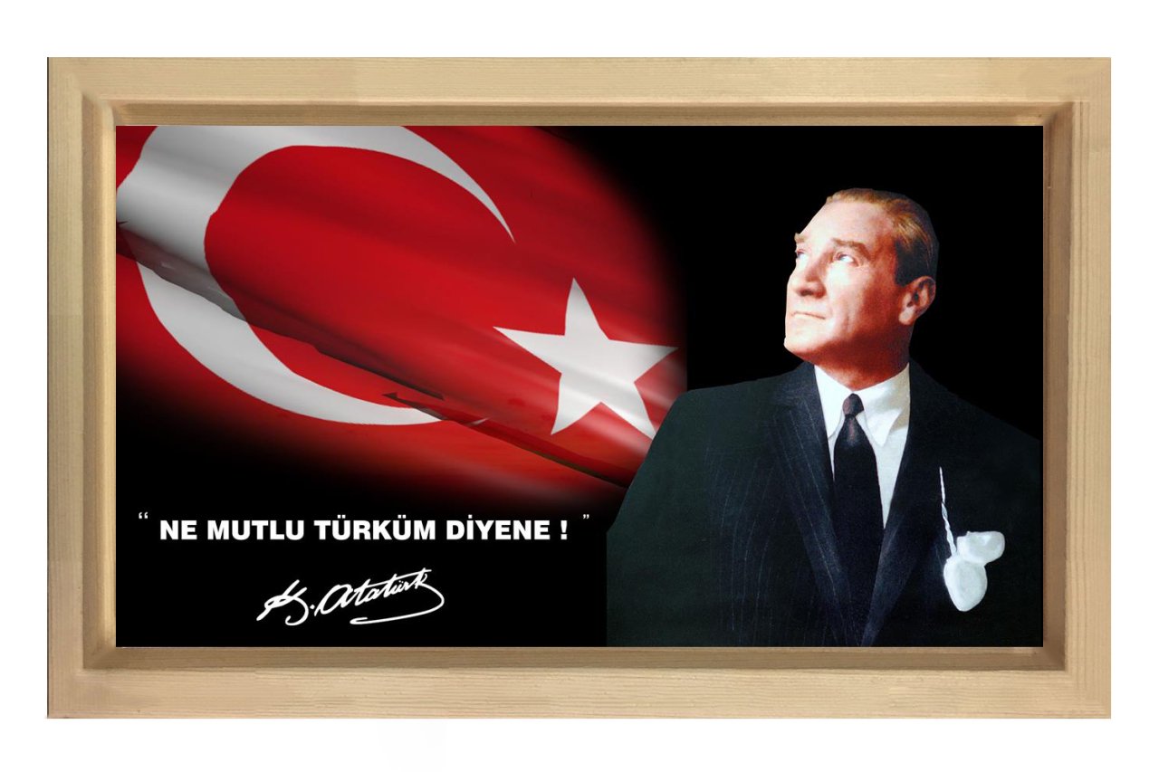 Atatürk Tablosu Naturel Ahşap Çerçeve - 100x200