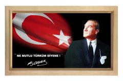 Atatürk Tablosu Naturel Ahşap Çerçeve - 100x200