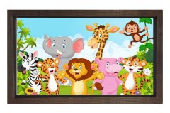 Sevimli Hayvanlar  Tablosu Kahverengi Ahşap Çerçeve - 100x200
