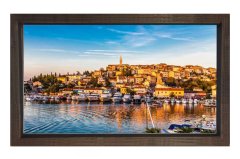 Kıyı Ve Şehir Tablosu Kahverengi Ahşap Çerçeve - 50x90