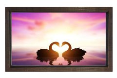 Kuğular Tablosu Kahverengi Ahşap Çerçeve - 50x90