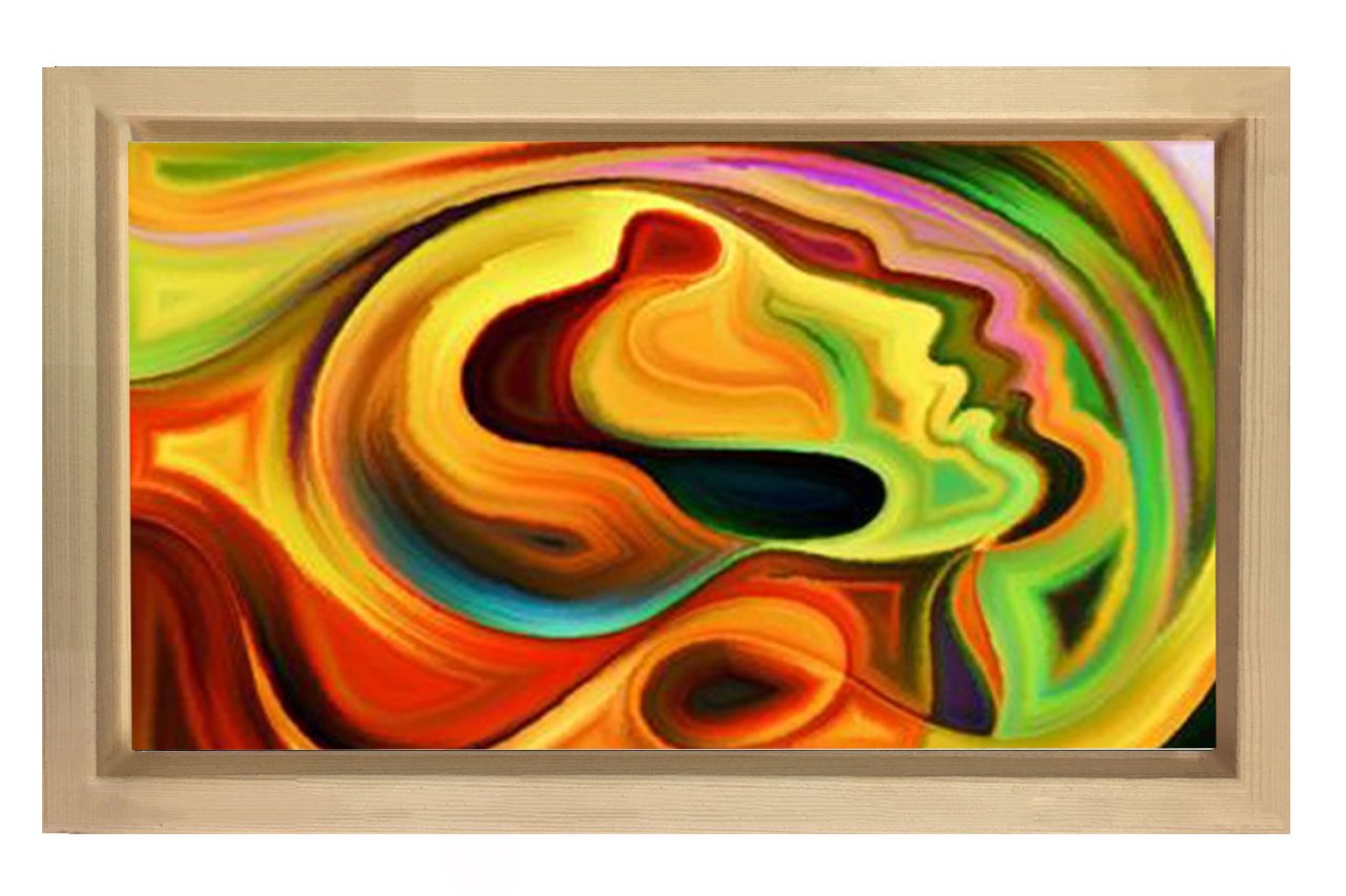 Soyut Reprodüksiyon Tablosu Naturel Ahşap Çerçeve - 45x30