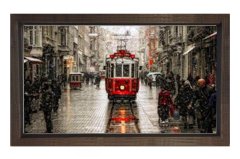 Taksim Meydanı Tablosu Kahverengi Ahşap Çerçeve - 50x90