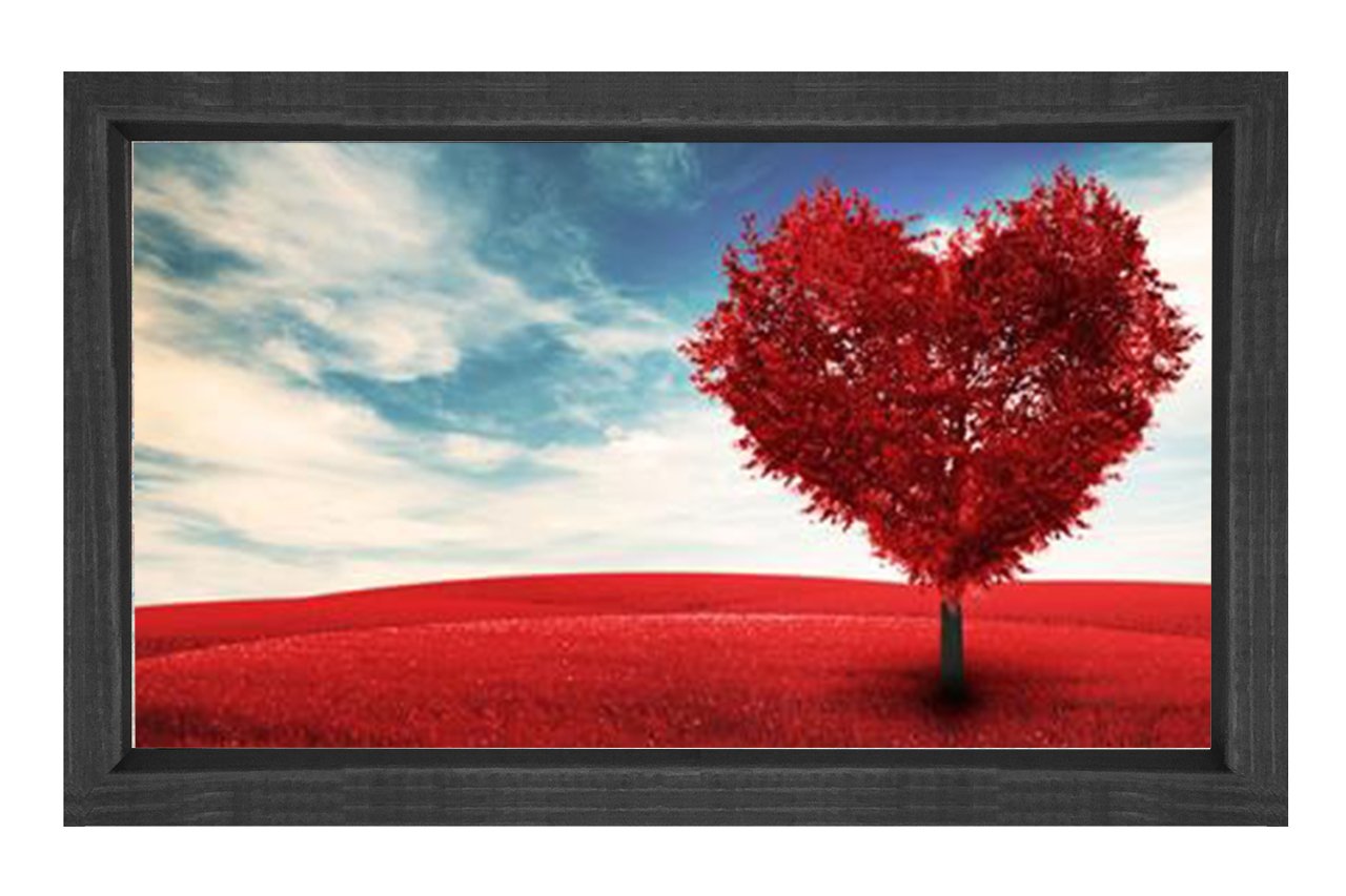 Kalp Manzarası Tablosu Siyah Ahşap Çerçeve - 50x90