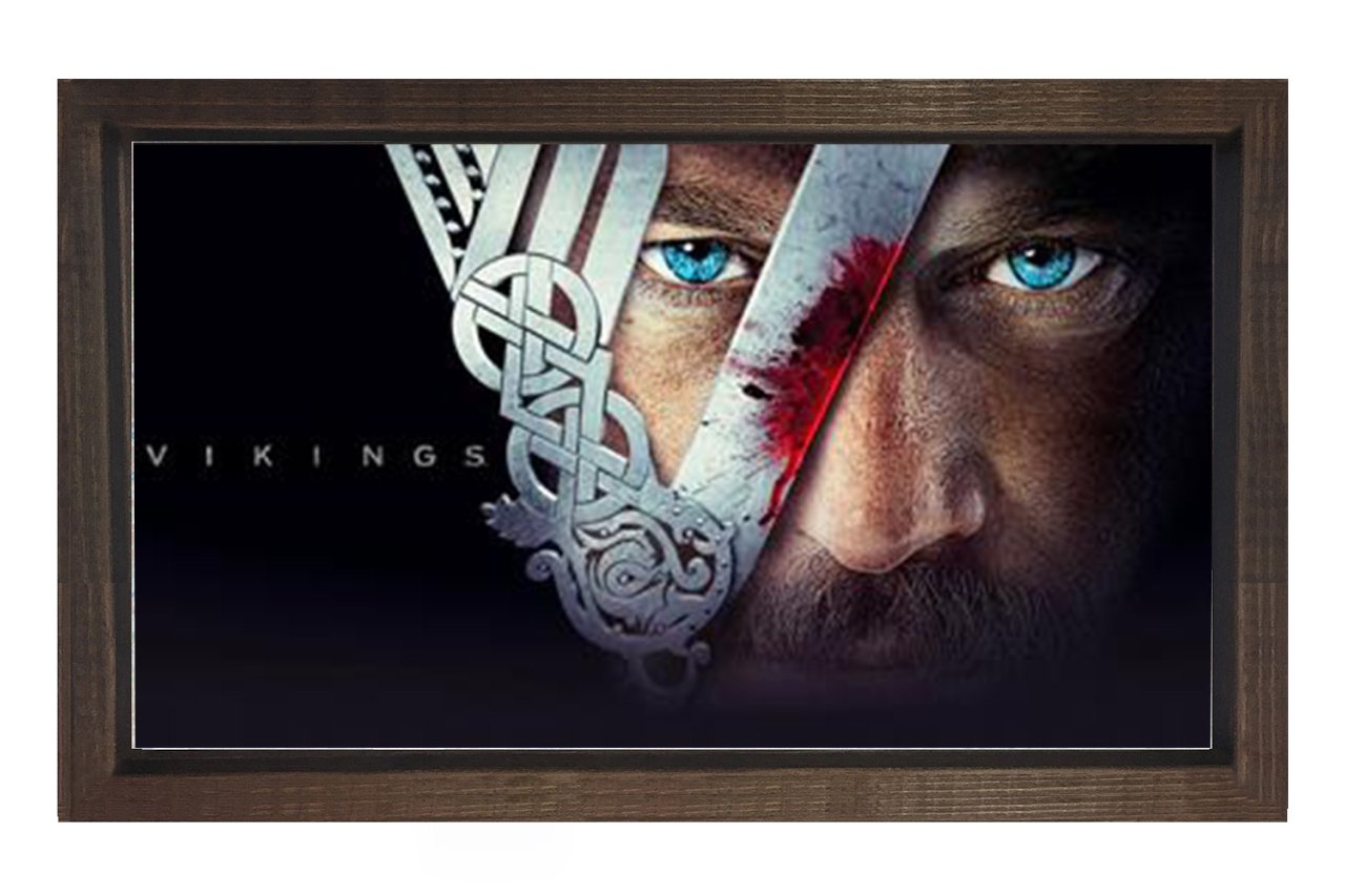 Vikings Dizi Afişi Tablosu Kahverengi Ahşap - 100x200