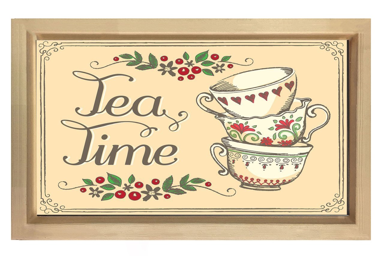Çay Zamanı Tablosu Naturel Ahşap - 70x100