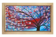 Soyut Boncuk Ağacı Tablosu Naturel Ahşap Çerçeve - 50x70