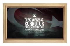Türk Korkmaz Korkutur Tablosu Naturel Ahşap Çerçeve - 50x90