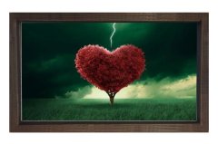 Kalp Tablosu Kahverengi Ahşap Çerçeve - 100x150