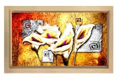 Dekoratif Çiçek Tablosu Naturel Ahşap - 70x100