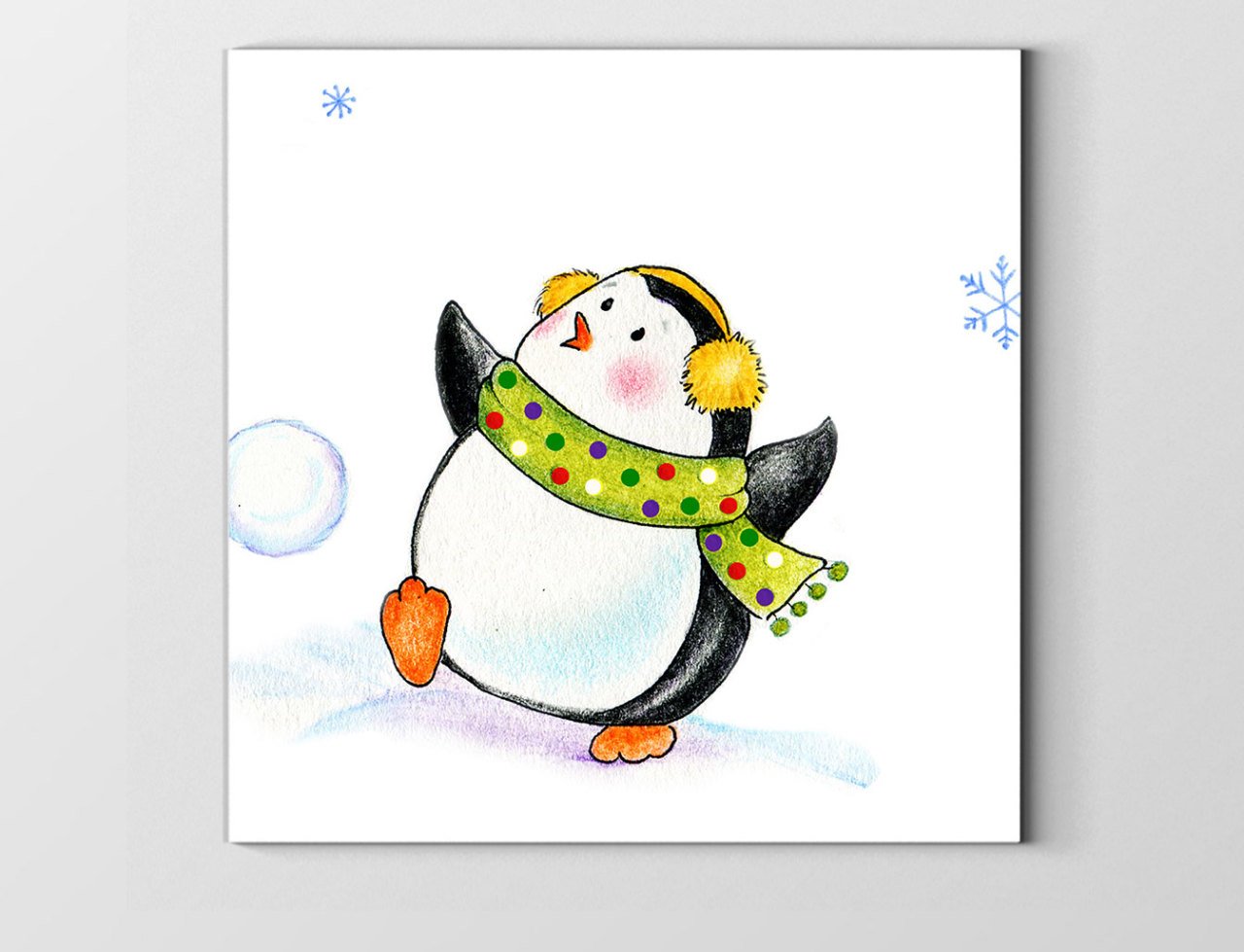 Dans Eden Penguen Tablosu Çerçevesiz - 100x100