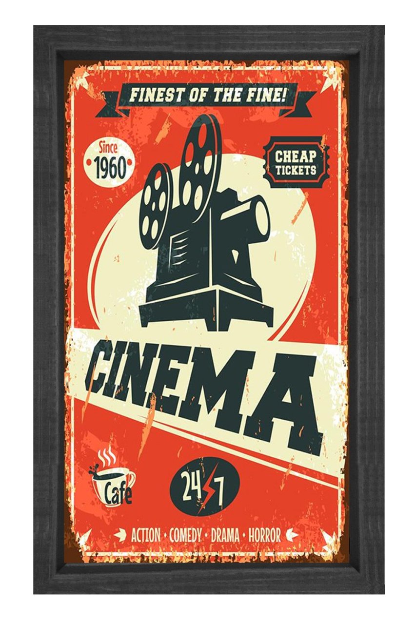 Cinema Tablosu Siyah Ahşap Çerçeve - 45x30