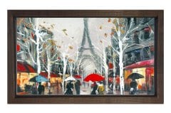 Paris Şehir Manzarası Tablosu Kahverengi Ahşap Çerçeve - 70x100