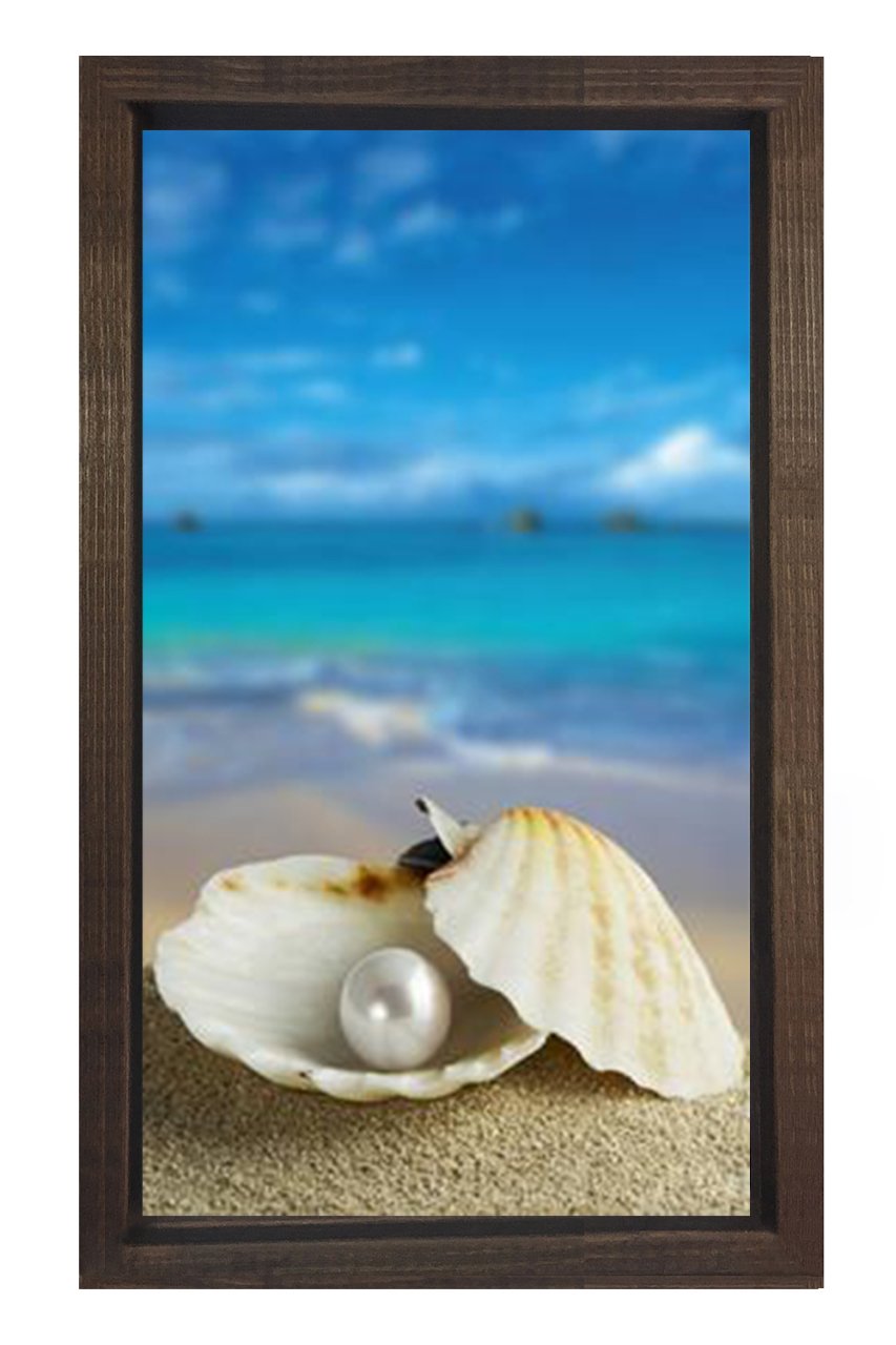 İnci Ve Deniz Tablosu Kahverengi Ahşap Çerçeve - 100x150