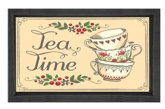 Çay Zamanı Tablosu Siyah Ahşap - 45x30