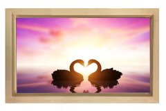 Kuğular Tablosu Naturel Ahşap Çerçeve - 50x70