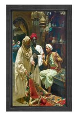 Halı Satıcısı Tablosu Siyah Ahşap - 40x60