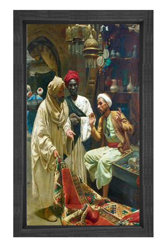 Halı Satıcısı Tablosu Siyah Ahşap - 45x30