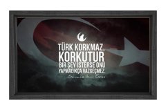 Türk Korkmaz Korkutur Tablosu Siyah Ahşap Çerçeve - 45x30