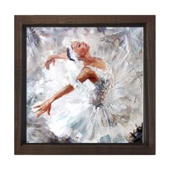 Balerin Tablosu Kahverengi Ahşap Çerçeve - 100x100