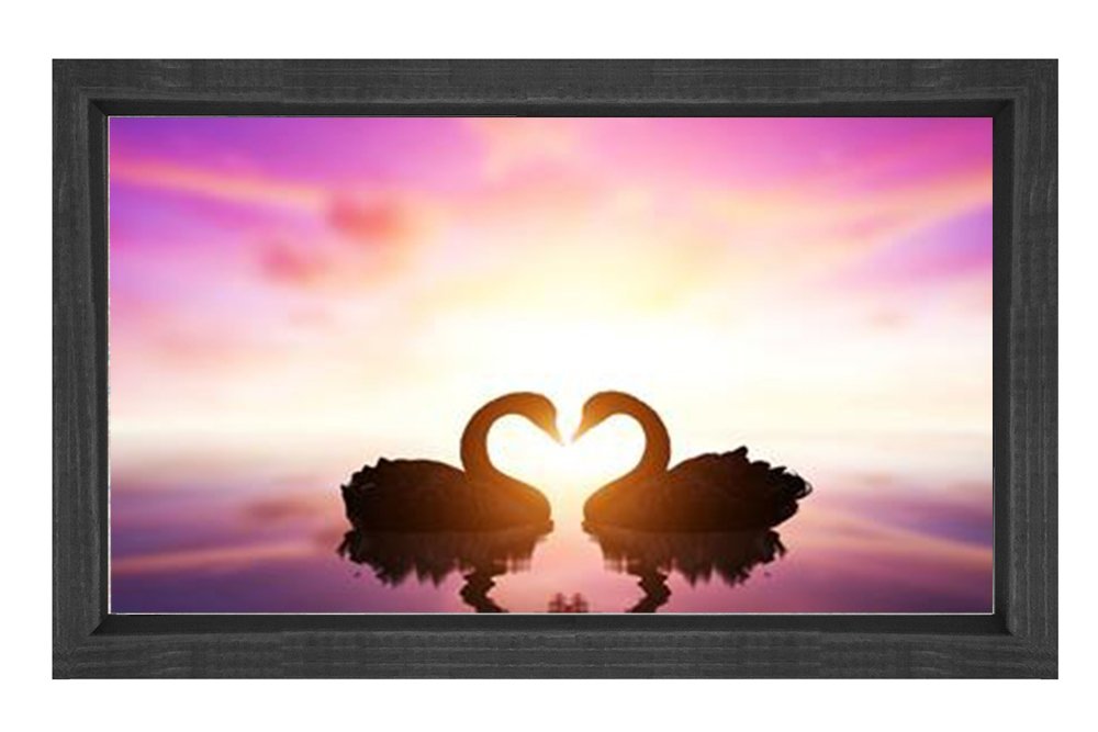 Kuğular Tablosu Siyah Ahşap Çerçeve - 100x150